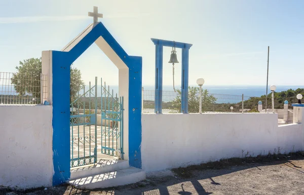 Orthodox Chapel Gateway Traditional Greek Blue White Colors — Stock Photo, Image