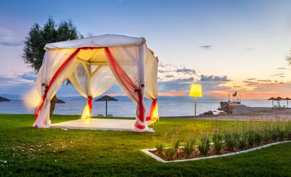 Wedding Altar Greek Shore Sunrise — Stock Photo, Image