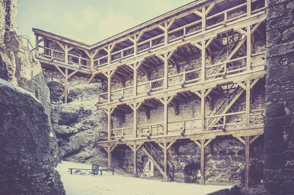 Εσωτερικό Του Ogrodzieniec Μεσαιωνικό Κάστρο Στην Πολωνία — Φωτογραφία Αρχείου