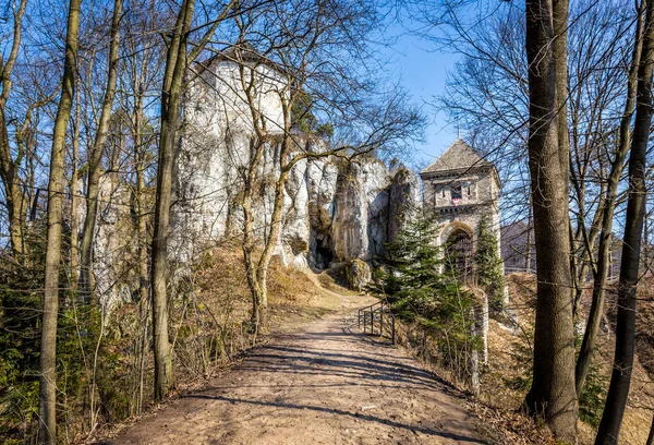 Zřícenina Středověkého Hradu Ojcow Polsku — Stock fotografie