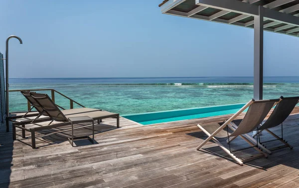 Piscine Privée Terrasse Villa Aquatique Aux Maldives — Photo