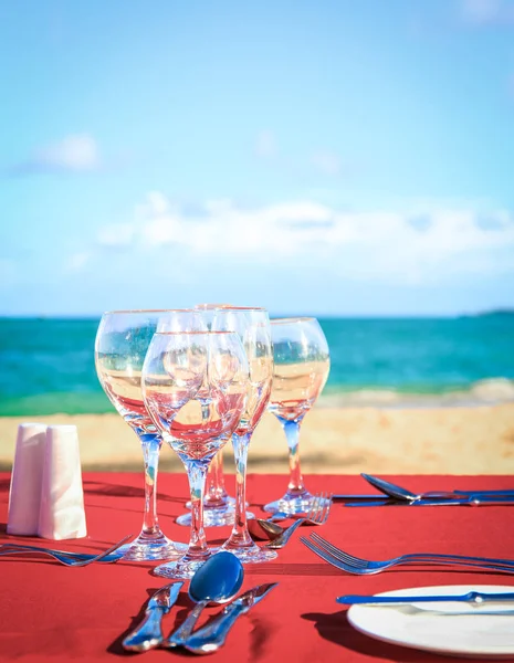 Table Fête Sur Plage Des Caraïbes — Photo