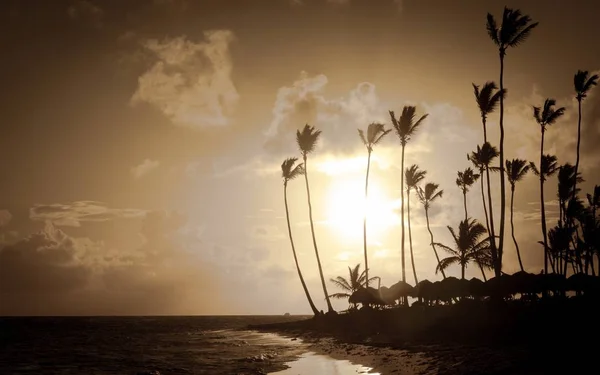 Sepia Wschód Słońca Nad Morzem Karaibskim Dominikanie — Zdjęcie stockowe
