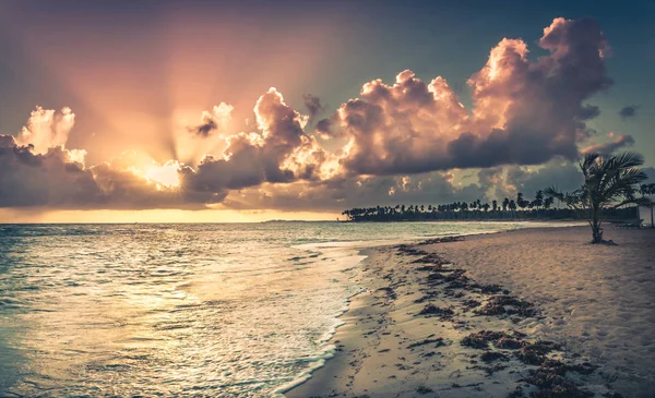 Gyönyörű Napfelkelte Több Mint Karib Tenger Dominikai Köztársaság — Stock Fotó