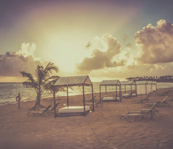 Lever Soleil Doré Sur Mer Des Caraïbes République Dominicaine — Photo