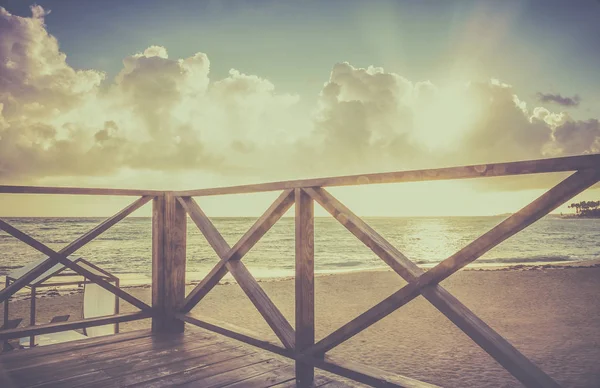 Alba Dorata Sul Mare Dei Caraibi Nella Repubblica Dominicana — Foto Stock