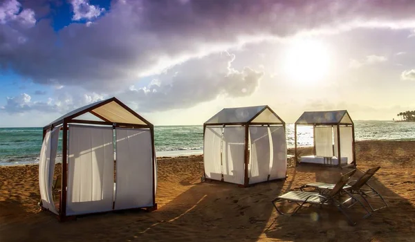 Bella Alba Sul Mare Dei Caraibi Nella Repubblica Dominicana — Foto Stock