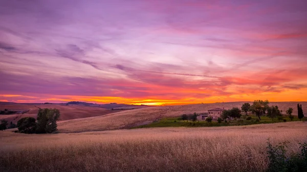 Amazing Zonsondergang Dramatische Hemel Toscane Italië — Stockfoto