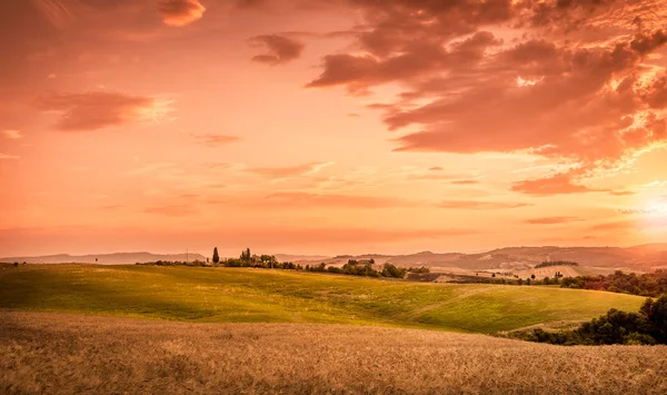 Amazing Zonsondergang Mooie Hemel Toscane Italië — Stockfoto