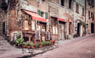 Küçük trattoria şehirdeki Toskana Montepulciano, İtalya
