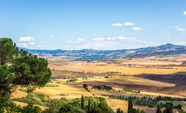 Luftaufnahme Des Wunderschönen Toskanischen Tals Der Nähe Der Stadt Pienza — Stockfoto