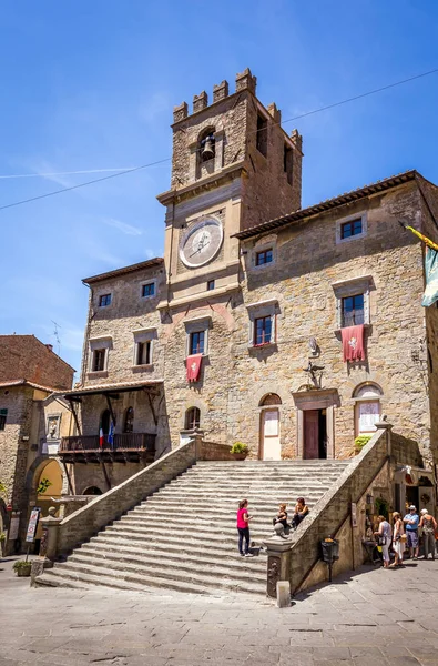 Cortona Iyaly Juni 2015 Palazzo Comunale Historisches Gebäude Der Stadt — Stockfoto