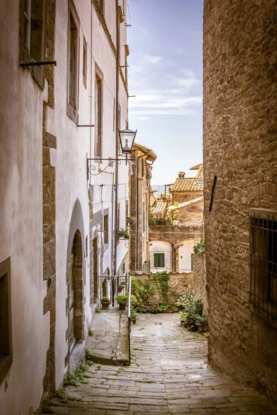 Schöne Straße Von Bezaubernder Stadt Cortona Der Toskana Italien — Stockfoto