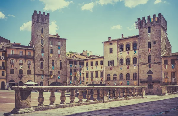 Piazza Grande Der Hauptplatz Der Toskanischen Arezzo Stadt Italien — Stockfoto