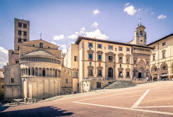 Piazza Grande Der Hauptplatz Der Toskanischen Arezzo Stadt Italien — Stockfoto