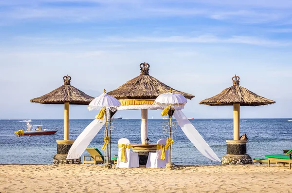 Ustawienie Wesele Piaszczystej Plaży Nusa Dua Bali — Zdjęcie stockowe