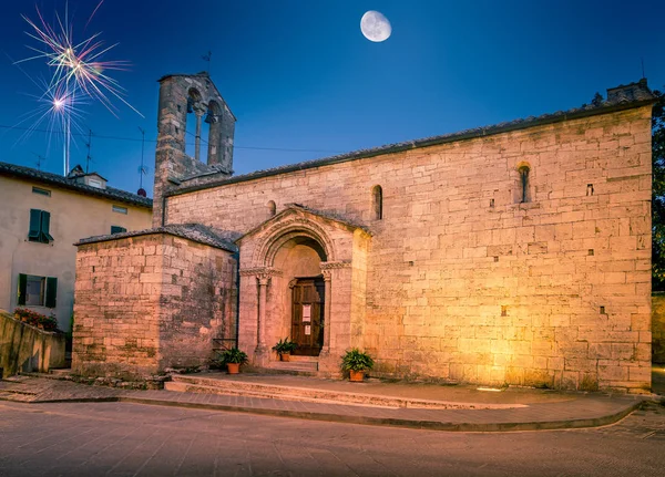 Schöne Kirche San Quirico Dorcia Toskanische Stadt — Stockfoto
