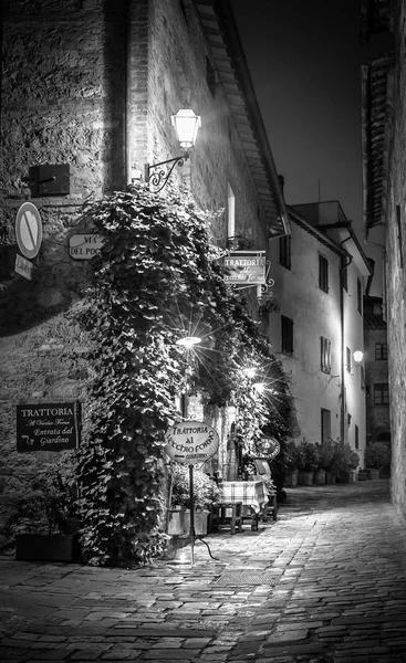 Піенца Італія Червня 2015 Чорно Білий Невеликий Trattoria Старому Місті — стокове фото