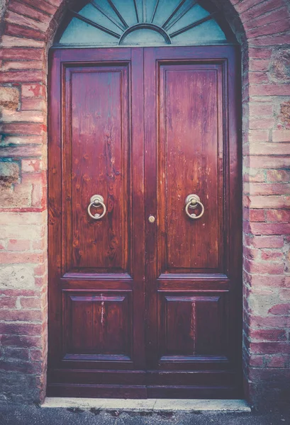 Porta Vintage Marrone Qualche Parte Toscana Italia — Foto Stock