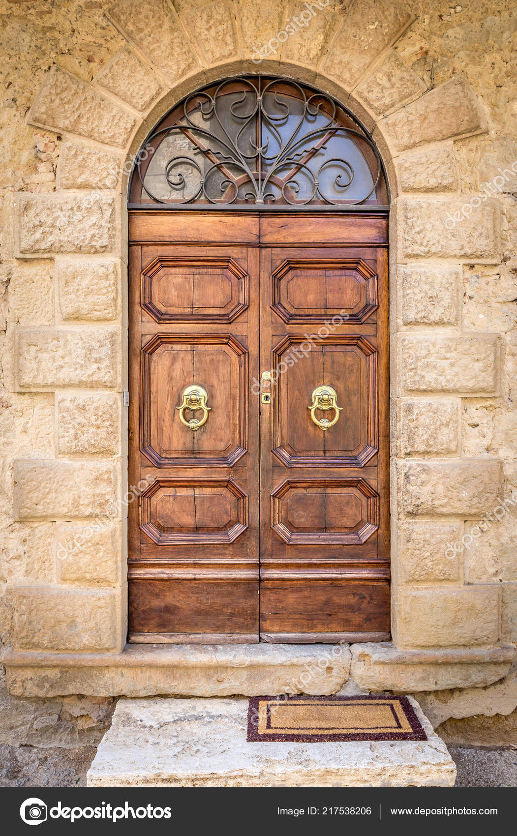 Beautiful Vintage Doors Tuscan Montisi Village Italy Stock Photo