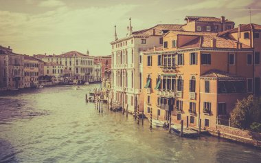 Vintage sesi Grand Canal sahne antika Venedik, İtalya