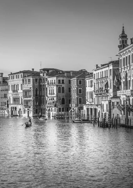 Venice Italy June 2015 Svart Hvit Grand Canal Med Gondoler – stockfoto