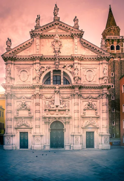 Fachada Frontal Iglesia San Moise Venecia Italia — Foto de Stock