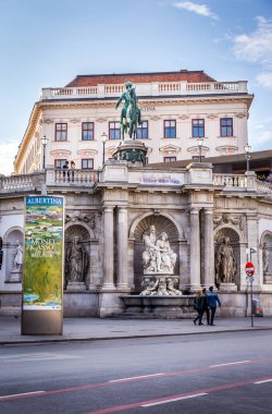VIENNA, AUSTRIA - JUNE 19, 2015: street view on famous Albertina museum in Vienna, Austria clipart