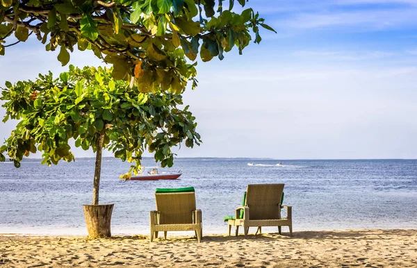 Paradise Piaszczystej Plaży Nusa Dua Wyspie Bali Indonezja — Zdjęcie stockowe