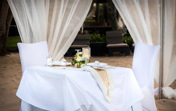 Table Romantique Dans Soirée Sur Île Bali Indonésie — Photo