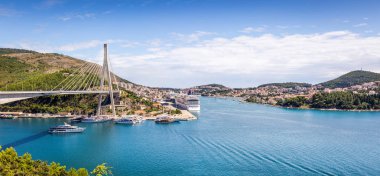 Dubrovnik, Hırvatistan etkileyici Franjo Tudman köprü Panoraması