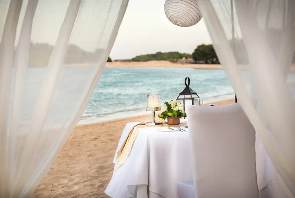 Table Romantique Dans Soirée Sur Île Bali Indonésie — Photo