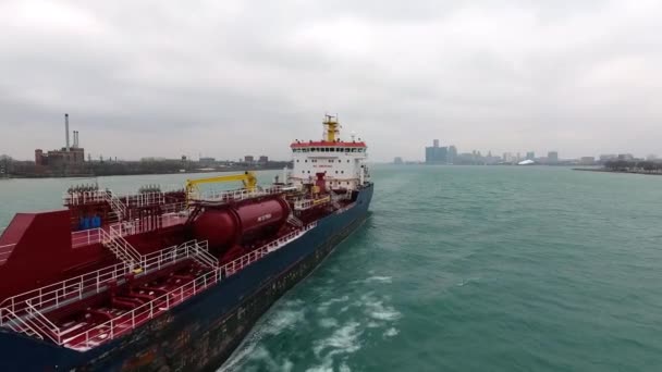 Enormi Container Cargo Nave Cisterna Che Naviga Lentamente Nella Tranquilla — Video Stock