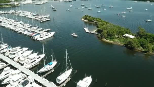 Yat Limanı Okyanus Cityscape Güneşli Tropikal Büyük Şehir Şehir Lüks — Stok video