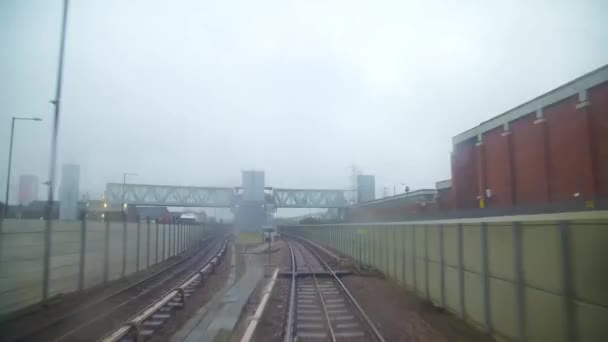 Time Lapse View Railway Train Changing Location Suburban London Cloudy — Stock Video