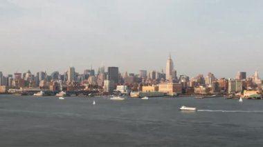 Modern mimari New York city Manhattan siluetşehir manzarası gece hızlandırılmış panorama görünümü inanılmaz hızlı gün