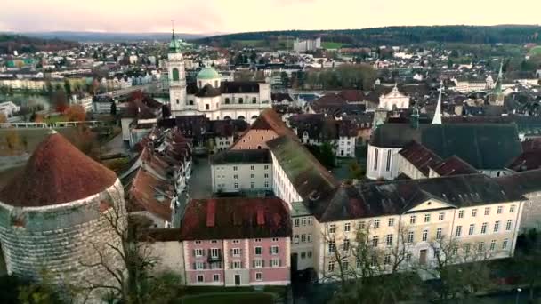 Atemberaubende Drohne Landschaft Ansicht Auf Große Mittelalterliche Antike Stadt Mit — Stockvideo