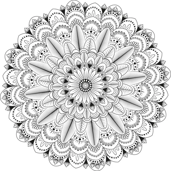 Mandala Dengan Pola Bunga Lace Mandala Garis Kurva Bunga - Stok Vektor
