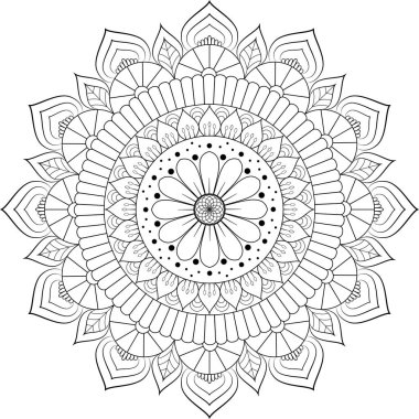 Mandala. Etnik dekoratif unsurlar. El çizimi arka plan. İslam, Arapça, Hintçe, sedir motifleri. 