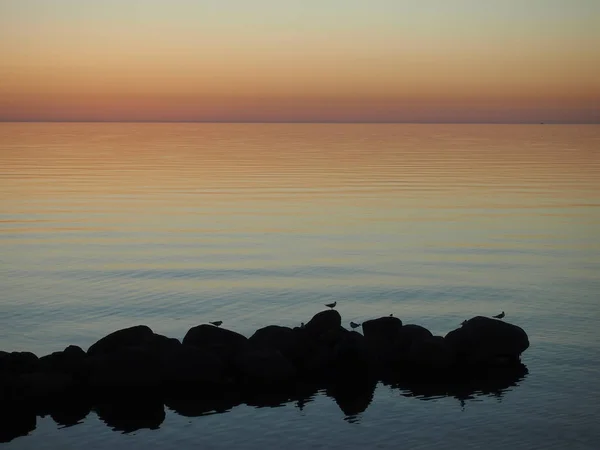 Litvanya, Palanga, gün batımında deniz, yaz, 2015