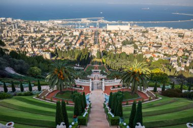 Haifa, İsrail Bahai bahçelerde manzaraya