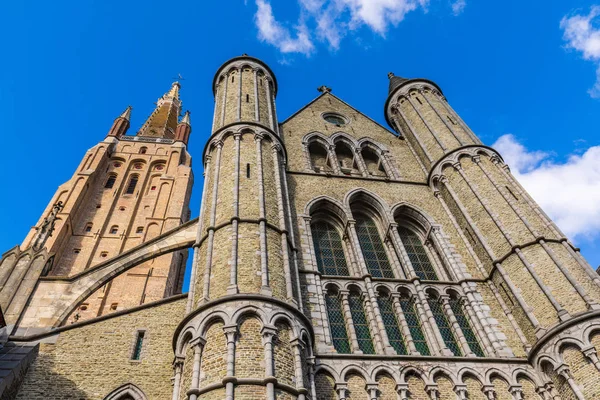 Geniş Açı Ters Görünümü Kilise Meryem Bruges Brugge Belçika — Stok fotoğraf