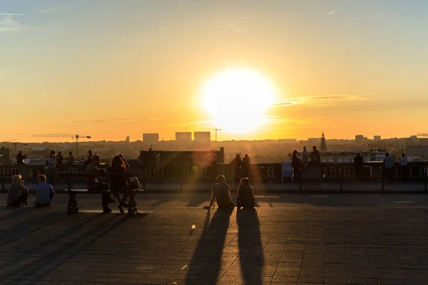 Bruxelles Belgique Juin 2017 Coucher Soleil Sur Place Mémorial Infanterie — Photo