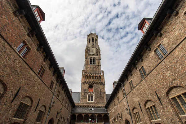 Blick Auf Den Uhrturm Rathaus Von Brügge Belgien — Stockfoto
