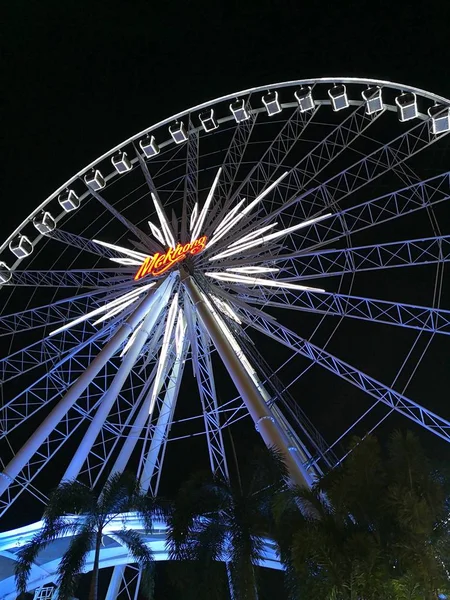 Roda Grande Iluminada Parque Diversões Bangkok — Fotografia de Stock