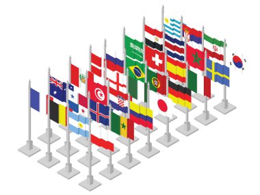 İzometrik bayrakları ayarlamak, illüstrasyon vektör