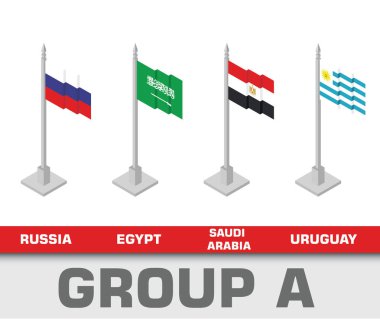 Futbol Dünya Basketbol Şampiyonası turnuva 2018 takım grubu. Grup bir Rusya, Mısır, Suudi Arabistan, Uruguay