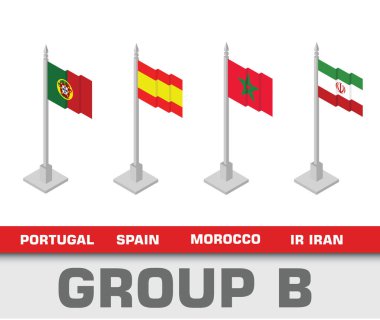 Futbol Dünya Basketbol Şampiyonası turnuva 2018 takım grubu. Grup B Portekiz, İspanya, Fas, Iran