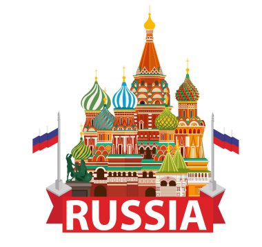 St. Basils Katedrali Moskova Rusya Rus bayraklı