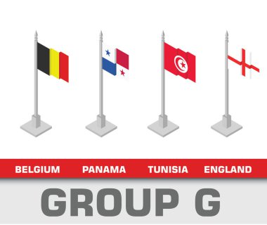 Futbol Dünya Basketbol Şampiyonası turnuva 2018 takım grubu. Grup G Belçika, Panama, Tunus, İngiltere.